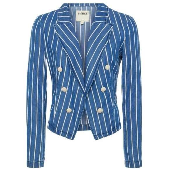 L'Agence Wayne Cropped Denim Jacket NWT - Picture 5 of 11